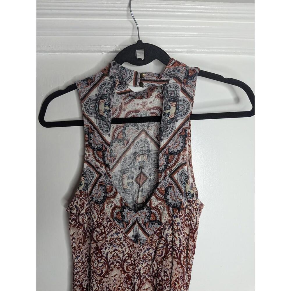 American Eagle Outfitters Dress Womens Small Brown Paisley High Neck Sleeveless - Picture 3 of 5